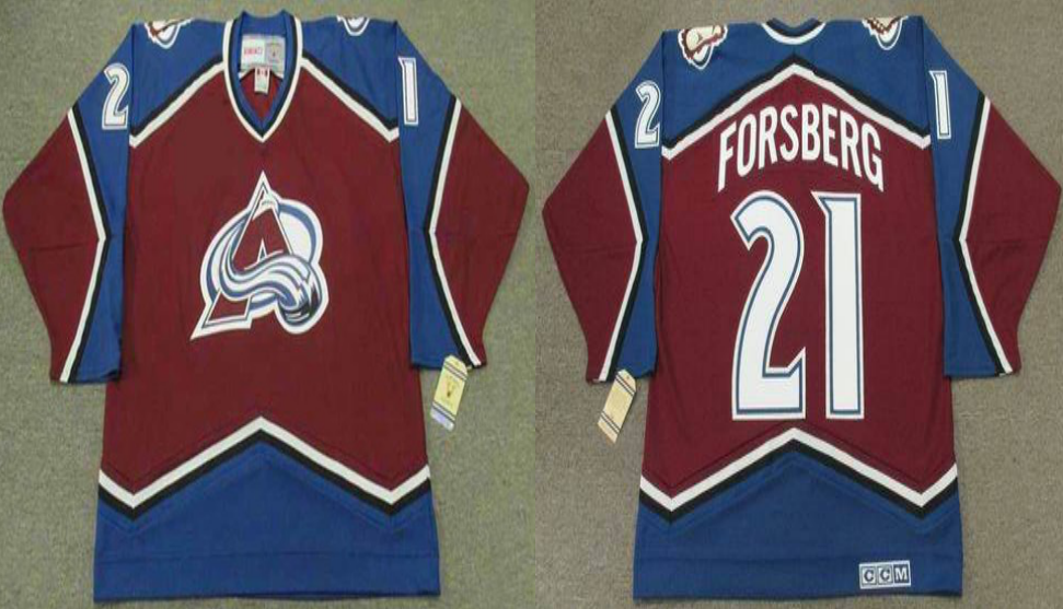 2019 Men Colorado Avalanche #21 Forsberg red CCM NHL jerseys